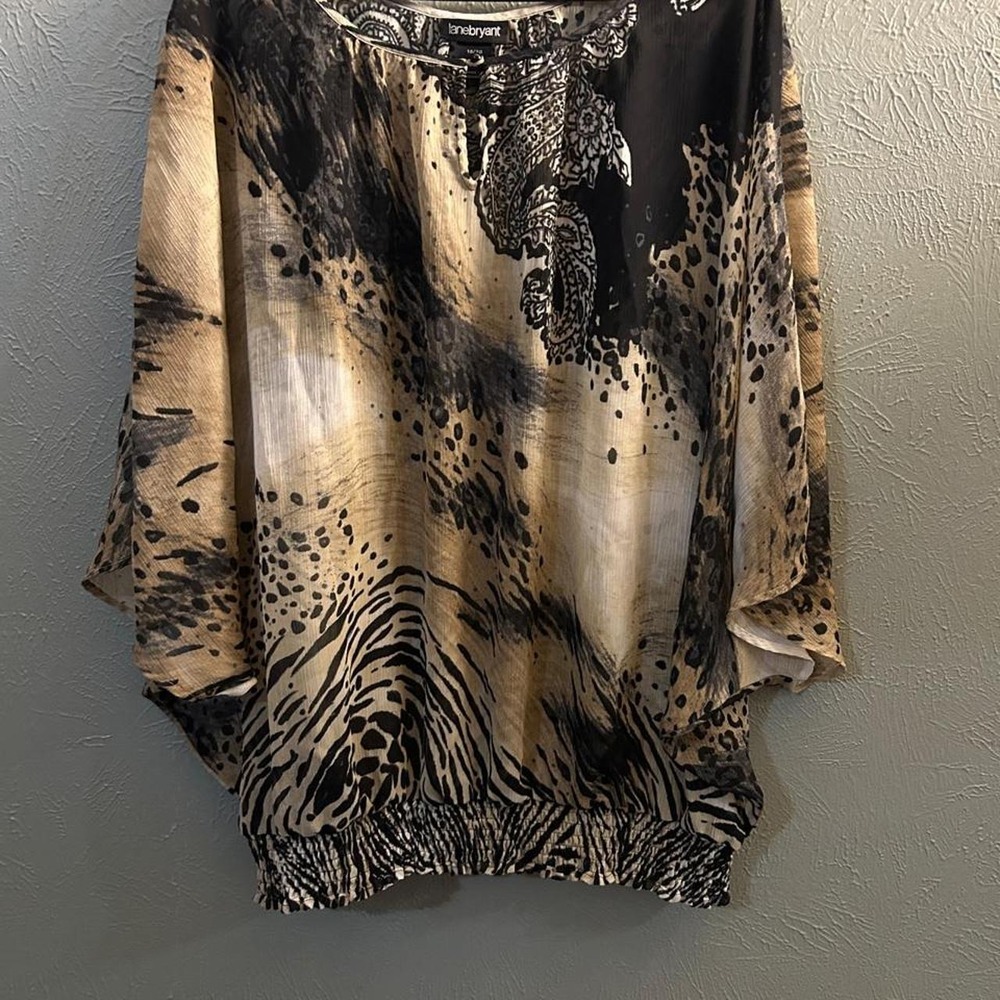 Lane Bryant Women's Plus Size 18/20 Abstract Animal Print Top y2k, Boho, Relaxed